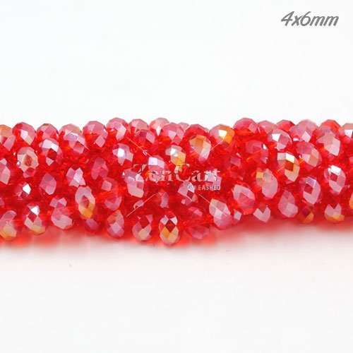 4x6mm Chinese Crystal Rondelle beads Light siam AB about 95 beads