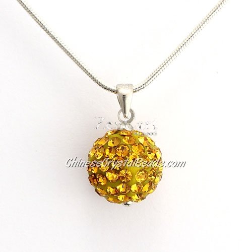 Pave Disco Ball Pendant, 12mm, amber 1, sold 1 pcs