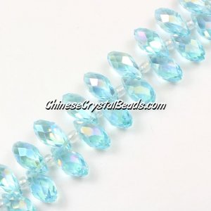 Crystal Briolette Bead Strand, Aqua AB, 6x12mm, 20 beads