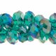 Chinese Crystal Rondelle Strand, Emerald AB, 10x14mm, 19 beads