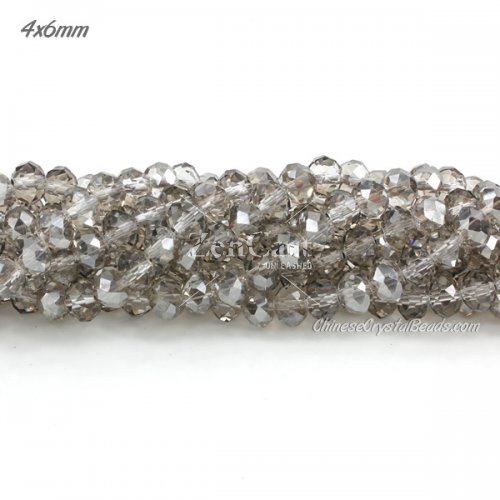 4x6mm Chinese Crystal Rondelle Beads, silver shade about 95 Pcs