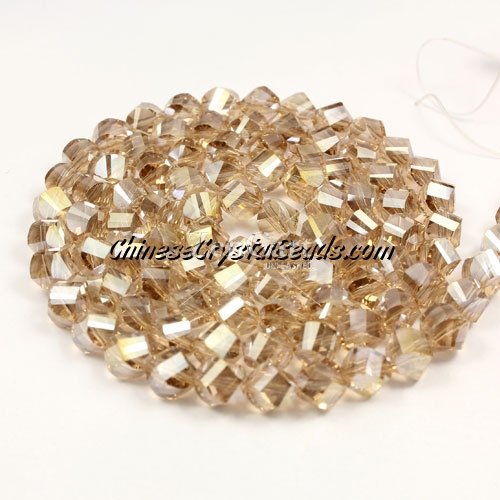 6mm Crystal Helix Beads Strand silver champagne AB, about 50 beads