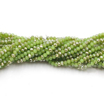 130 beads 3x4mm crystal rondelle beads green jade half light