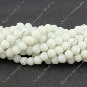 8mm round glass beads strand, white, 100pcs per strand