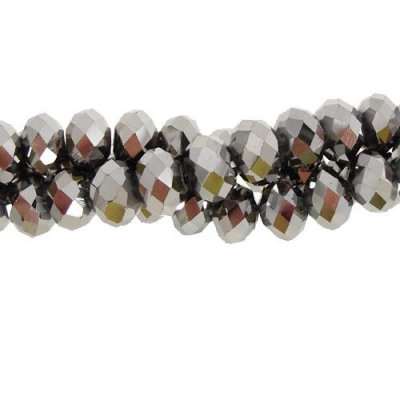 Chinese Crystal Rondelle Strand, 6x8mm, Silver , about 72 beads