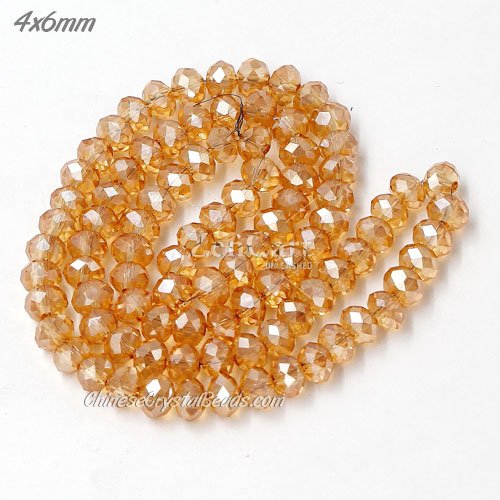 4x6mm Chinese Crystal Rondelle Bead Strand, golden shadow, about 95 Pcs