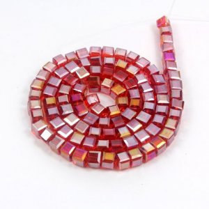 98Pcs 4mm Cube Crystal beads, siam AB