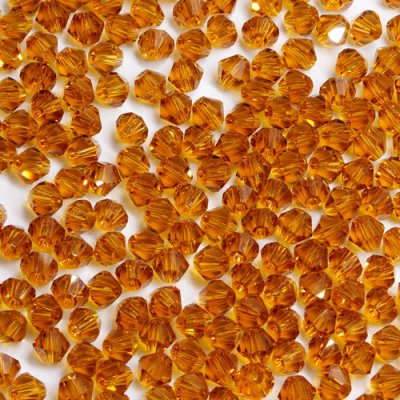 280 beads 6mm AAA bicone crystal beads amber