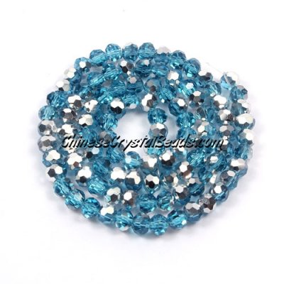 Chinese Crystal round Bead Strand, Aqua Half silve, 4mm ,about 100 beads