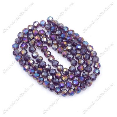 Chinese Crystal 4mm Round Bead Strand, Violet AB, about 100 beads