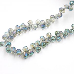 98 beads 8mm Strawberry Crystal Beads, green light