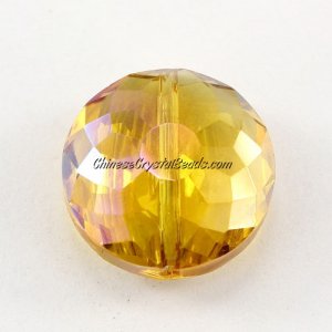 Chinese crystal round sunflower pendant, Amber AB, 11x18x18mm, PKG 10 pendant