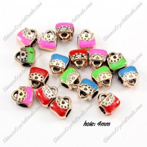 CCB, bags beads, hole: 4mm, 7x10x11mm, mixture color, sold per pkg of 20 pcs