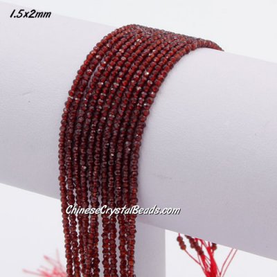 200Pcs 1.5x2mm rondelle crystal beads Maroon with Polyester thread