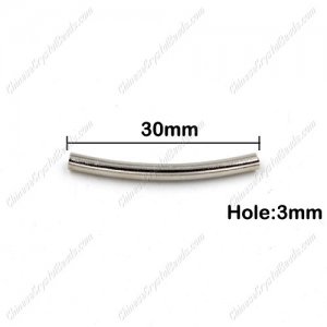 3x30mm Silver-Plated #over Brass Curved Tube Beads, sold per pkg of 50pcs