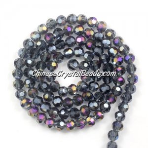 Chinese Crystal 4mm Round Bead Strand, Mexican Blue AB, about 100 beads