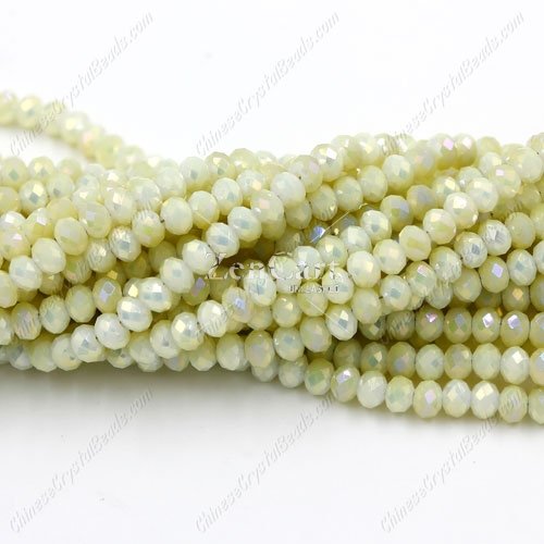 130Pcs 3x4mm Chinese rondelle crystal beads, 3x4mm, opaque lt yellow AB