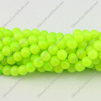 8mm round glass beads strand, neon green, 100pcs per strand
