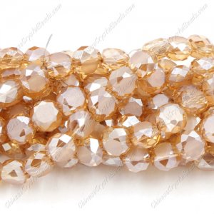 8mm Bread crystal beads long strand, golden shadow, 70pcs per strand