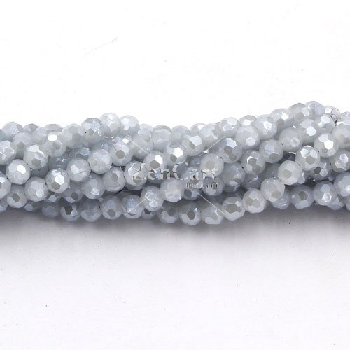 98Pcs Chinese Crystal 4mmRound Bead Strand, Gray And Blue Jade