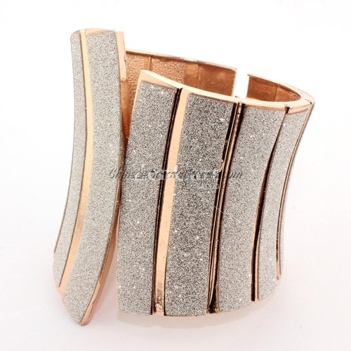 Womens Hinged Bangle Bracelet, alloy rose gold plated, Punk, 50-83mm wide, Length:60mm
