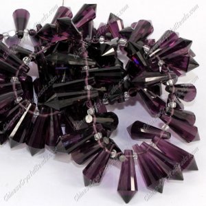 Chinese Crystal Icicle Drop Beads, 8x20mm, 1-hole, violet, sold per pkg of 10 pcs