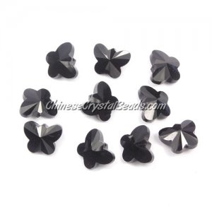 Crystal Butterfly Beads, black, 12x14mm, 10 beads
