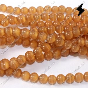 glass cat eyes beads strand, amber, about 15inch longer