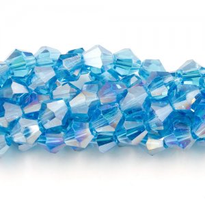 8mm Chinese Crystal Bicone Beads, aqua AB, about 42 beads