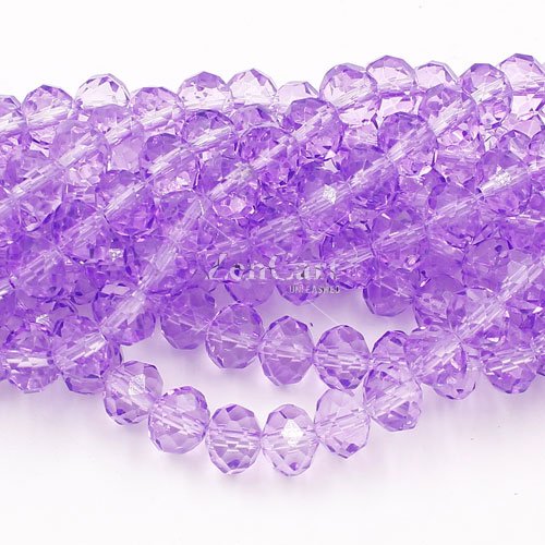6x8mm rondelle crystal beads, paint orchid color, 70 beads