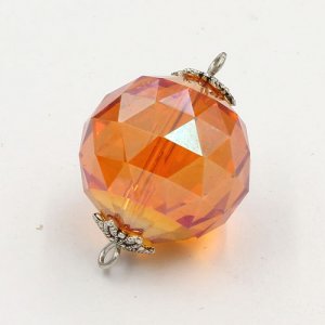 20mm big crystal ball pendant connector charms, orange light, 1 pc
