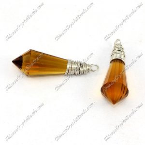 Wire Working Crystal Icicle Drop Pendant, 8x20mm, amber, sold by 1 pc