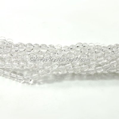 Chinese 4mm Round Glass Beads Clear, hole 1mm, about 80pcs per strand