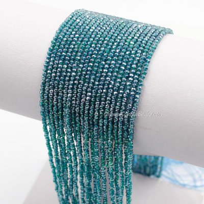 210Pcs 1.5x2mm rondelle crystal beads Capri Blue with Polyester thread
