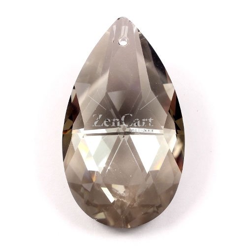 50x28mm Crystal Faceted Teardrop Pendant, silver shade, hole: 1.5mm