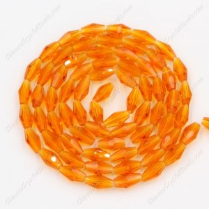 4x8mm crystal bicone beads, orange, about 72 beads per strand