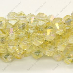 10mm Chinese Crystal Helix Strand yellow light, 20 beads