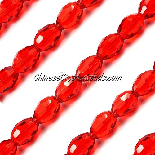 Chinese Crystal Faceted Barrel Strand,Lt.Siam, 10x13mm, 20 beads