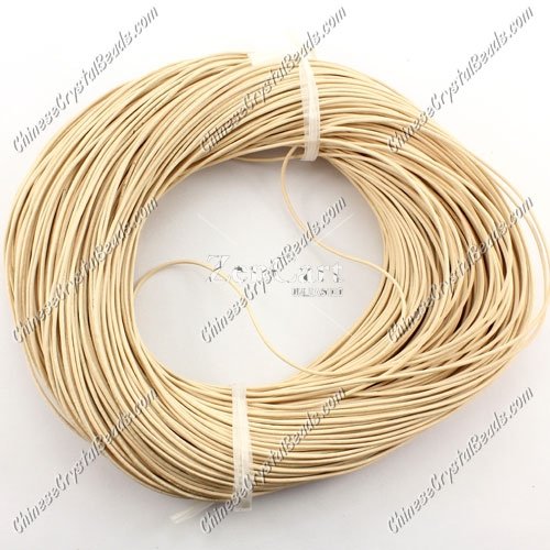 Round Leather Cord, Beige,#1mm, 1.5mm, 2mm #Sold by the Meter