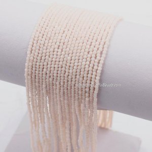 190Pcs 1.5x2mm rondelle crystal beads opaque peach with Polyester thread