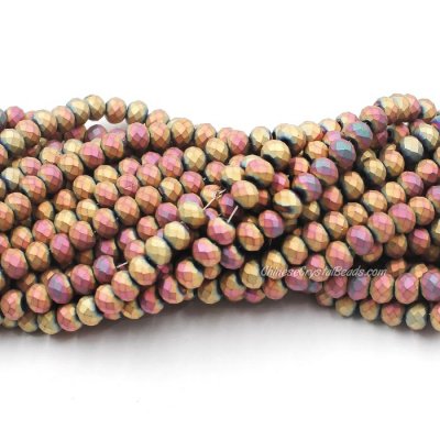 4x6mm matte rainbow Chinese Crystal Rondelle Beads about 95 beads