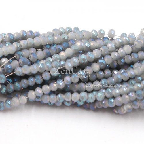130Pcs 2.5x3.5mm Chinese Crystal Rondelle Beads, dark Opaque Sage Blue half light
