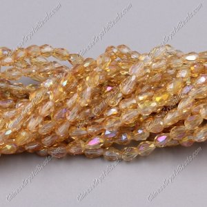 Chinese Crystal Teardrop Beads Strand, #49, 3x5mm, about 100 Beads