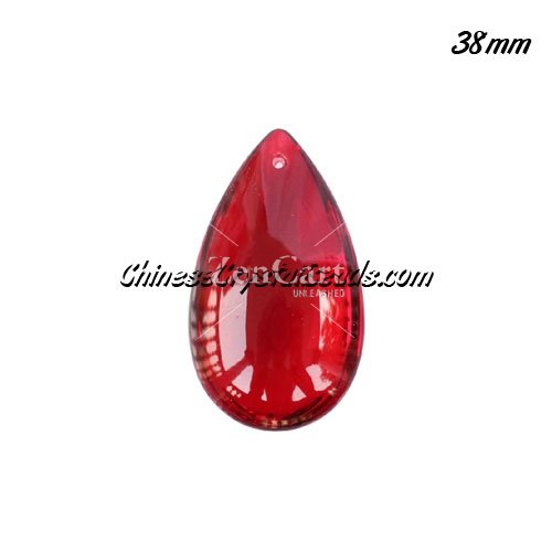 38x22mm Crystal beads Curtain drop Smooth surface pendant, Red, hole: 1.5mm