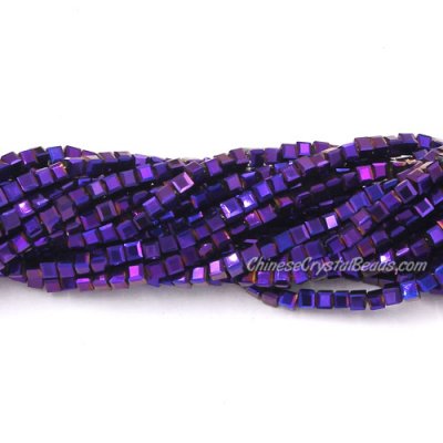 180pcs 2mm Cube Crystal Beads, Metallic purple