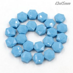 13x15mm Crystal Faceted Hexagon Beads, opaque turquoise, 1 Pc