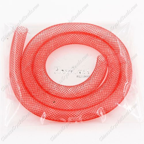 DIY Mesh Bracelet soft nylon fishnet tube, red, width:8mm, 40cm