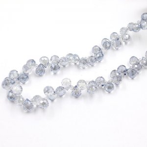 98 beads 8mm Strawberry Crystal Beads, gray blue light