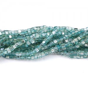 180pcs 2mm Cube Crystal Beads, emerald satin