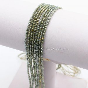 210Pcs 1.5x2mm rondelle crystal beads yellow green Light with Polyester thread